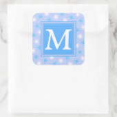 Monogram Electric Blue Circles pattern Quadratischer Aufkleber (Tasche)