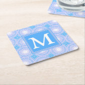 Monogram Electric Blue Circles pattern Rechteckiger Pappuntersetzer (angewinkelt)