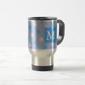 Monogram Electric Blue Circles pattern Reisebecher (VorderseiteRechts)