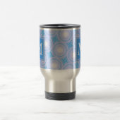 Monogram Electric Blue Circles pattern Reisebecher (Mittel)