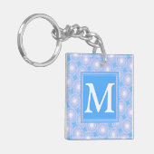 Monogram Electric Blue Circles pattern Schlüsselanhänger (Vorderseite links)