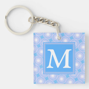 Monogram Electric Blue Circles pattern Schlüsselanhänger