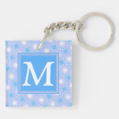 Monogram Electric Blue Circles pattern Schlüsselanhänger (Rückseite)
