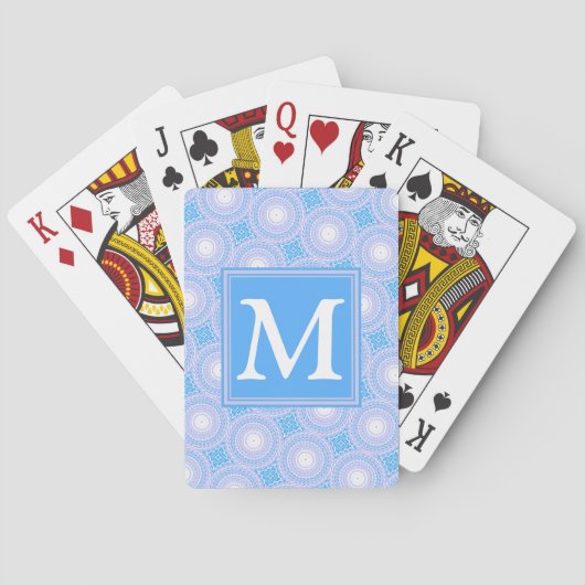 Monogram Electric Blue Circles pattern Spielkarten (Rückseite)