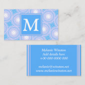 Monogram Electric Blue Circles pattern Visitenkarte (Vorne/Hinten)