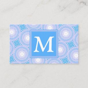 Monogram Electric Blue Circles pattern Visitenkarte