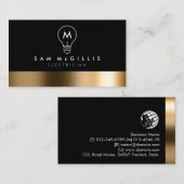 Monogram Electric Bold Black Gold Business Card Visitenkarte (Vorne/Hinten)