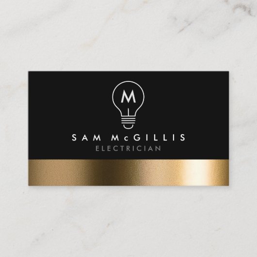 Monogram Electric Bold Black Gold Business Card Visitenkarte (Vorderseite)