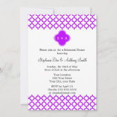 Monogram Electric Lila Quatrefolienmuster Einladung (Vorderseite)