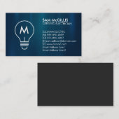 Monogram Electrician Electrical Contractor Visitenkarte (Vorne/Hinten)
