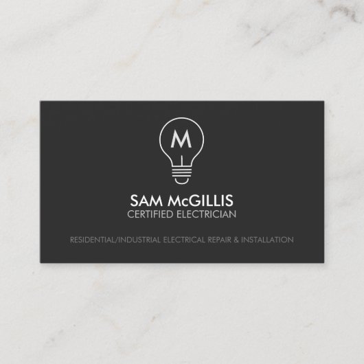 Monogram Electrician Electrical Contractor Visitenkarte (Vorderseite)