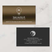 Monogram Electrician Electrical Contractor Visitenkarte (Vorne/Hinten)