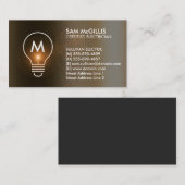 Monogram Electrician Electrical Contractor Visitenkarte (Vorne/Hinten)