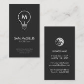 Monogram Electrician Electrical Contractor Visitenkarte (Vorne/Hinten)