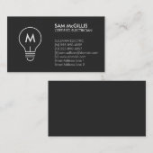 Monogram Electrician Electrical Contractor Visitenkarte (Vorne/Hinten)