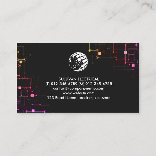 Monogram Electrician Electrical Contractor Visitenkarte (Rückseite)