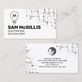 Monogram Electrician Electrical Contractor Visitenkarte (Vorne/Hinten)