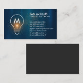 Monogram Electrician Electrical Contractor Visitenkarte (Vorne/Hinten)