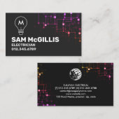 Monogram Electrician Electrical Contractor Visitenkarte (Vorne/Hinten)