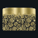 Monogram EleganBlack and Gold Vintag Damaskus iPad Mini Hülle<br><div class="desc">Elegantes Schwarz-Gold Vintages verziertes Blumendüsterkult. Verfügbar auf anderen Produkten. Anpassbare Monogramm.</div>