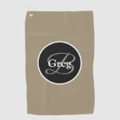 Monogram Eleganbraun, Black Golf Handtuch (Vorderseite)