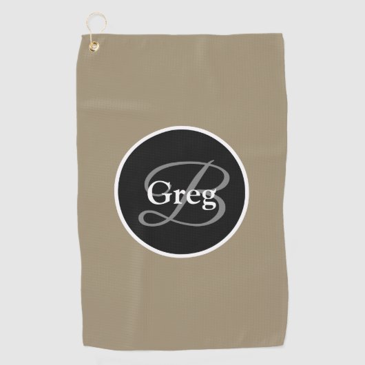 Monogram Eleganbraun, Black Golf Handtuch (Vorderseite)