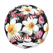 Monogram-Elegance-Muster mit NarzissenBlume Baseball (Rückseite)