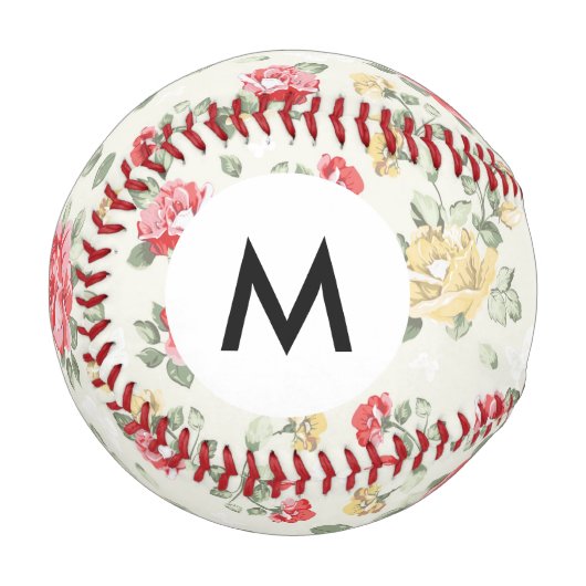 Monogram Elegance Tapete Muster rosa Rosen Baseball (Vorderseite Links)