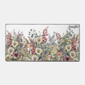 Monogram Eleganfarbene Wildblume floral Schreibtischunterlage (Vorderseite)