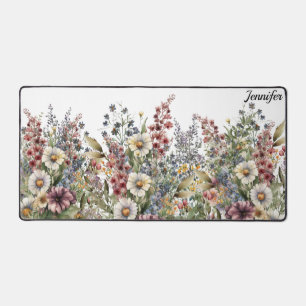 Monogram Eleganfarbene Wildblume floral Schreibtischunterlage