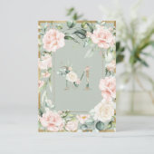 Monogram EleganLetter M Green Floral Watercolor Dankeskarte (Stehend Vorderseite)