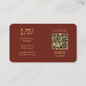 Monogram Eleganlogo L Moderne Dunkle Terracotta Visitenkarte (Rückseite)