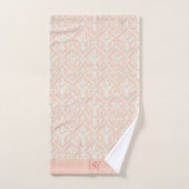 Monogram Eleganpeach & White Damask Badhandtuch Set (Handtuch)