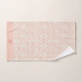 Monogram Eleganpeach & White Damask Badhandtuch Set (Handtuch)