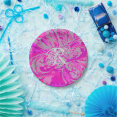 Monogram Elegant Abstrakt Fuchsia Pink Floral Pappteller (Party)