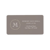 Monogram Elegant Beruflich Brown Address Labels Adressaufkleber (Vorne)