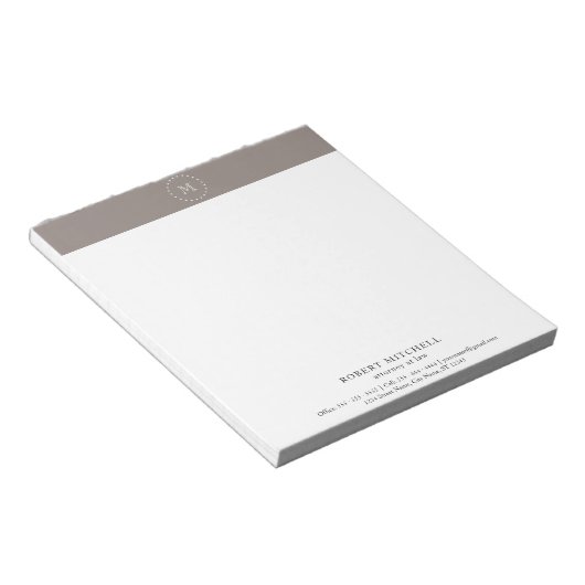 Monogram Elegant Beruflich Business Notepad Notizblock (angewinkelt)