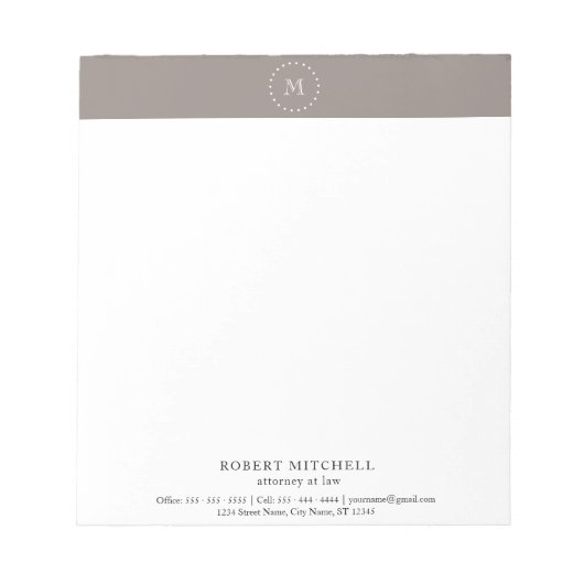 Monogram Elegant Beruflich Business Notepad Notizblock (Vorderseite)