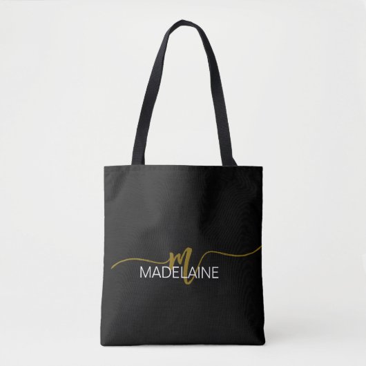 Monogram Elegant Black Gold Color Tasche (Vorderseite)