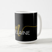 Monogram Elegant Black Gold Kaffeetasse (VorderseiteRechts)