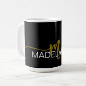 Monogram Elegant Black Gold Kaffeetasse (Vorderseite Links)