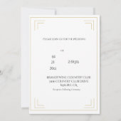 Monogram Elegant Black Gold Leaf Hochzeit Einladun Einladung (Rückseite)