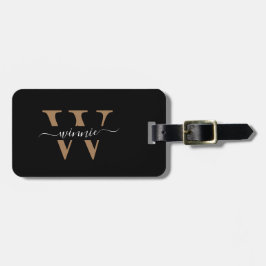 Monogram Elegant Black Gold Name Stilvoll Gepäckanhänger
