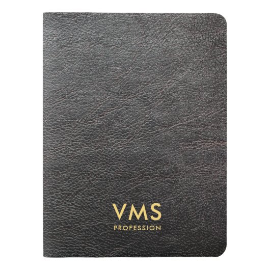 Monogram Elegant Black Leather Masculine Extra Großes Moleskine Notizbuch (Vorderseite)
