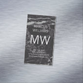 Monogram Elegant Black Marble Magnetische Visitenkarte (Beispiel)