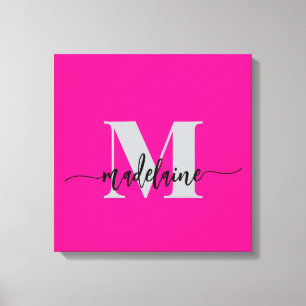 Monogram Elegant Black Pink Personal Leinwanddruck