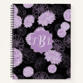 Monogram Elegant Black Spiral Notebook Notizblock (Vorderseite)