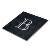 Monogram Elegant Black Stone Texture Fliese (Seite)