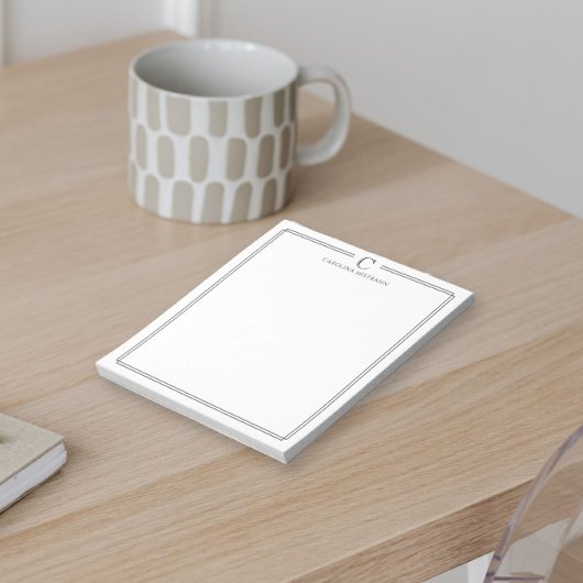 Monogram Elegant Black & White Border Stationery Notizblock