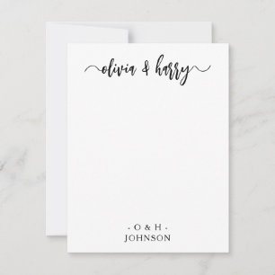 Monogram Elegant Black White Wedding Note Card Mitteilungskarte